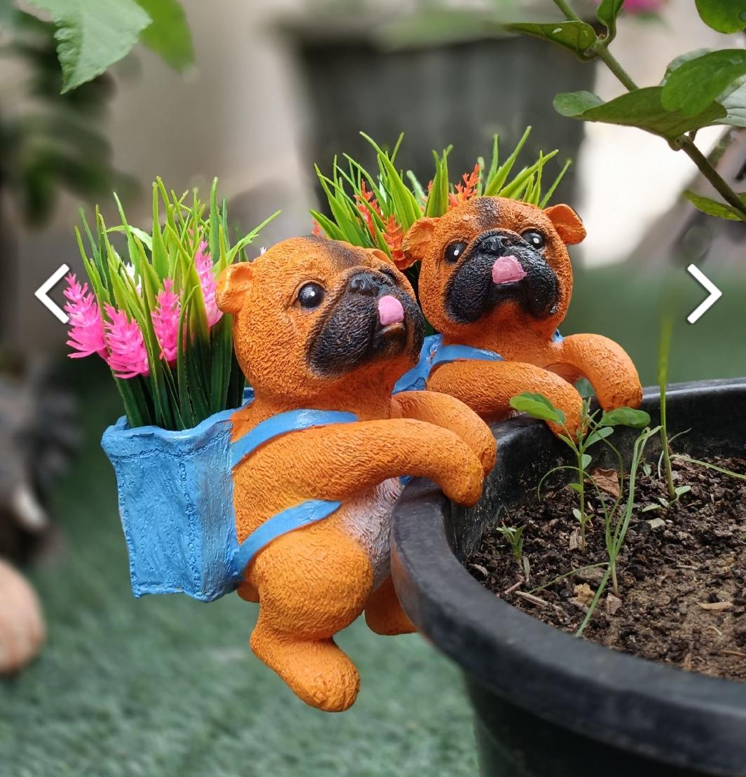 hanging animal planter Cute Pug Hanging Planter Gift for Pet Lovers | Unique Home & Garden Gift