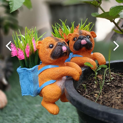 Cute Pug Hanging Planter Statue Gift | Decorative Dog Garden Decor pack of 2 - Pctkart