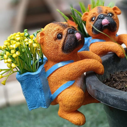 Cute Pug Hanging Planter Statue Gift | Decorative Dog Garden Decor pack of 2 - Pctkart
