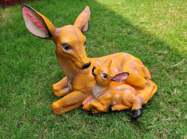 Decorative Deer Statue for Garden | Mother & Baby Deer Showpiece for Outdoor Decor - Pctkart