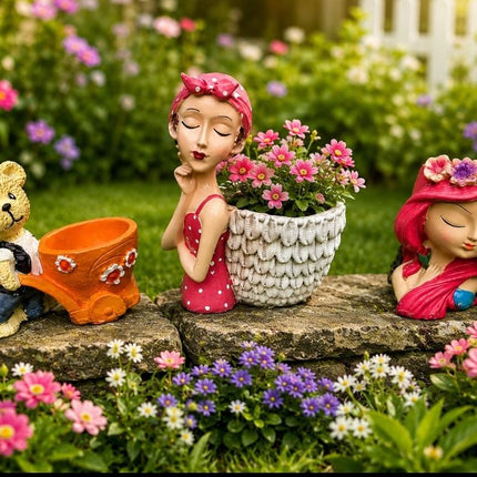 Cute Resin Character Planter Pots Pack of 3