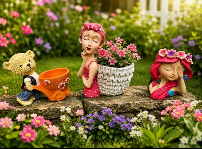 Cute Resin Character Planter Pots Pack of 3