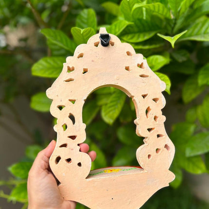 Handcrafted Lippan Art Ornate Arch Jharokha Style Candle Holder | Diwali Wall Decor