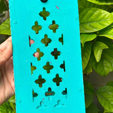 Handcrafted Lippan Art Floral Rectangular Jharokha Style Candle Holder