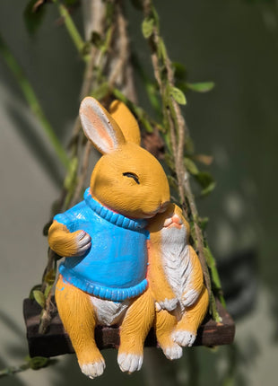 cute bunny swing decor for balcony garden