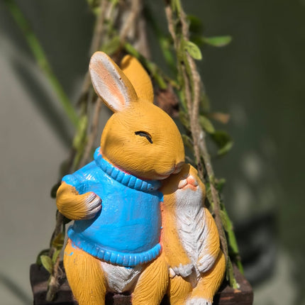 cute bunny swing decor for balcony garden