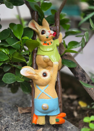 Pctkart Cute Rabbit Climbing Garden Statue | Bunny Couple Outdoor Garden Decor - Pctkart