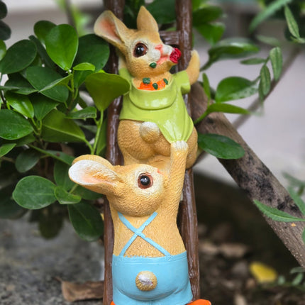 Pctkart Cute Rabbit Climbing Garden Statue | Bunny Couple Outdoor Garden Decor - Pctkart
