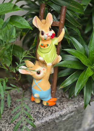 Pctkart Cute Rabbit Climbing Garden Statue | Bunny Couple Outdoor Garden Decor - Pctkart