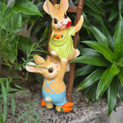 Pctkart Cute Rabbit Climbing Garden Statue | Bunny Couple Outdoor Garden Decor - Pctkart