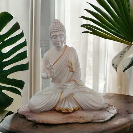 PCTKART White Meditating Buddha Garden Statue | Decorative Spiritual Home Decor – PCTKART - Pctkart