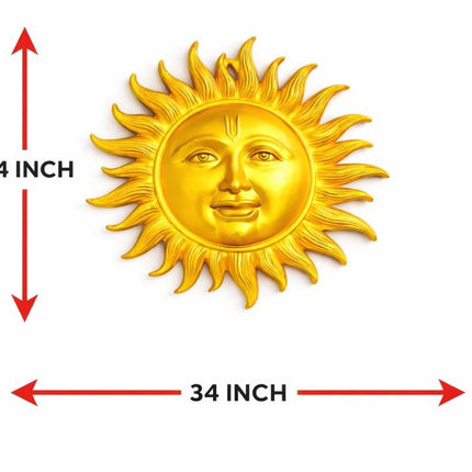Radiant Gold Sun Face Wall Decor (24” x 34”) – Luxury Home & Vastu Wall Art - Pctkart