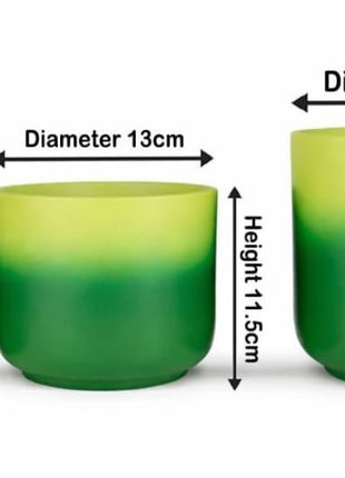 Set of 3 Green Gradient Ceramic Planter Pots | Indoor Plant Pots for Home & Office Decor - Pctkart