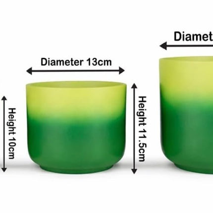 Set of 3 Green Gradient Ceramic Planter Pots | Indoor Plant Pots for Home & Office Decor - Pctkart