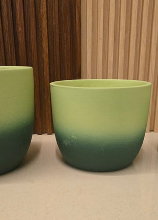 Set of 3 Green Gradient Ceramic Planter Pots | Indoor Plant Pots for Home & Office Decor - Pctkart