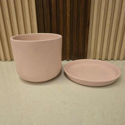 Modern pink ceramic flower pot for home decor