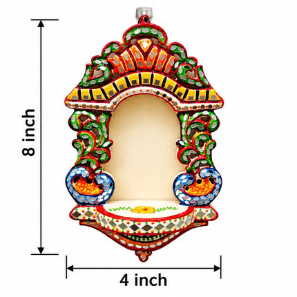 Handcrafted Lippan Art Ornate Arch Jharokha Style Candle Holder | Diwali Wall Decor