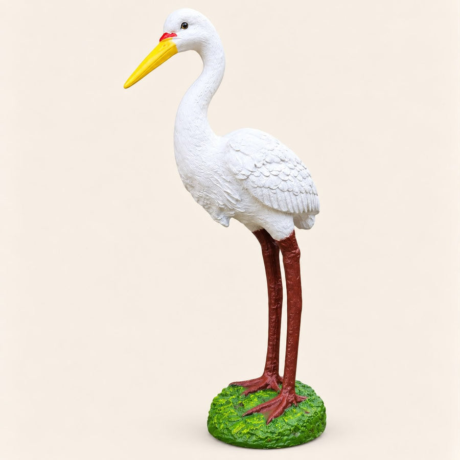White Stork Garden Statue for Outdoor Decor | Vastu Bird Showpiece for Home & Balcony India