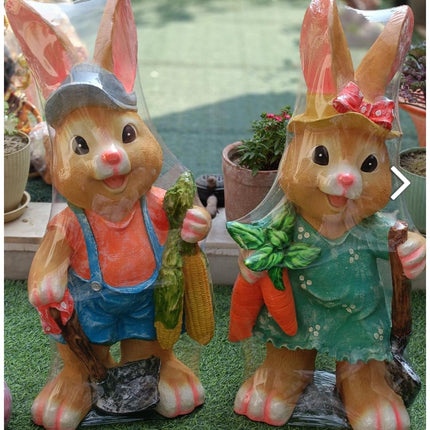 Rabbit Garden Statue Set for Outdoor Garden Decor | Animal Lawn Decoration (Pack of 2) - Pctkart