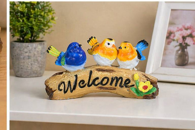 Cute Bird Welcome Garden Decor | Colorful Outdoor Balcony & Home Entrance Showpiece - Pctkart