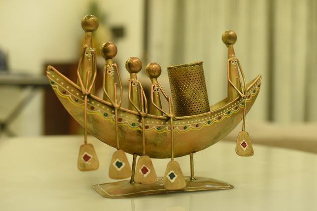 Pctkart Antique metal boatmen pen stand for home office desk decor - Pctkart
