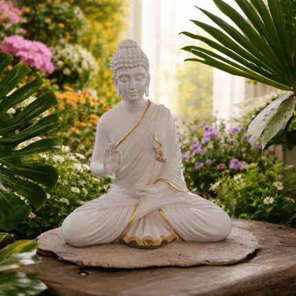 PCTKART White Meditating Buddha Garden Statue | Decorative Spiritual Home Decor – PCTKART - Pctkart