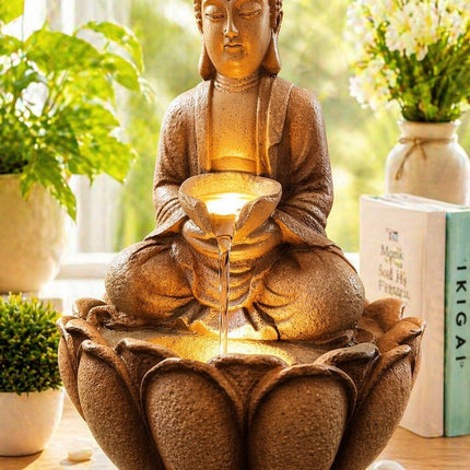 LED Buddha Water Fountain – Indoor Tabletop Zen Decor with Light - Pctkart