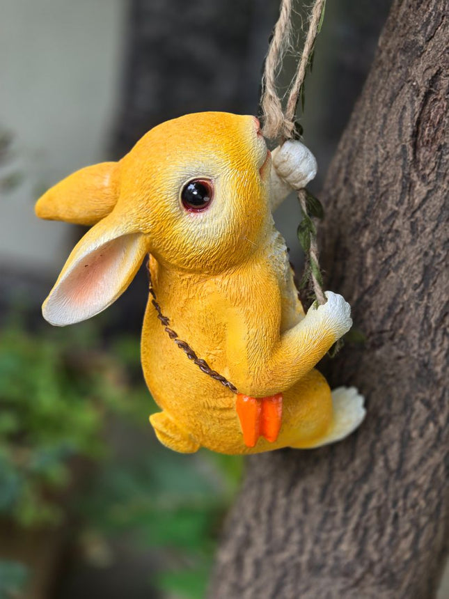 Cute Hanging Bunny Garden Decor – Resin Rabbit Tree Hanging Ornament - Pctkart