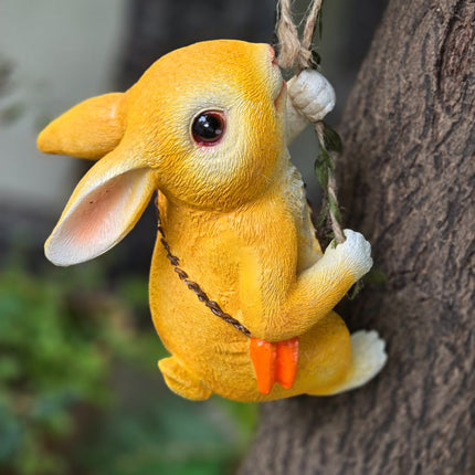 Cute Hanging Bunny Garden Decor – Resin Rabbit Tree Hanging Ornament - Pctkart