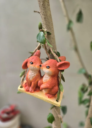 Cute Bunny Pack of 2 Couple Swing Hanging Garden Decor | Resin Rabbit Hanging Ornament for Home & Garden pack of 2 - Pctkart