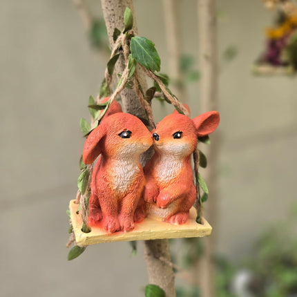Outdoor Hanging Rabbit Couple Garden Decor