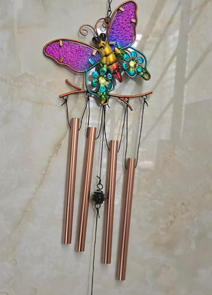 Butterfly Wind Chime with Crystal Hanging | Metal Decorative Wind Chime for Home, Balcony & Garden - Pctkart