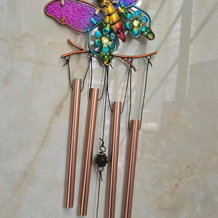 Butterfly Wind Chime with Crystal Hanging | Metal Decorative Wind Chime for Home, Balcony & Garden - Pctkart