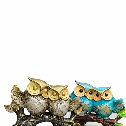 Owl Couple Showpiece for Home Decor Pack Of 2 | Premium Resin Owl Figurine Set - Pctkart
