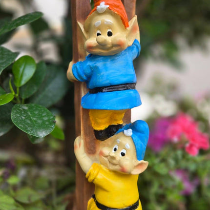 Cute Garden Climbing Dwarf Statue | Outdoor Miniature Decor | 11.5 Inch