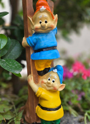 Cute Garden Climbing Dwarf Statue | Outdoor Miniature Decor | 11.5 Inch - Pctkart