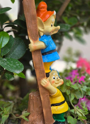 Cute Garden Climbing Dwarf Statue | Outdoor Miniature Decor | 11.5 Inch - Pctkart