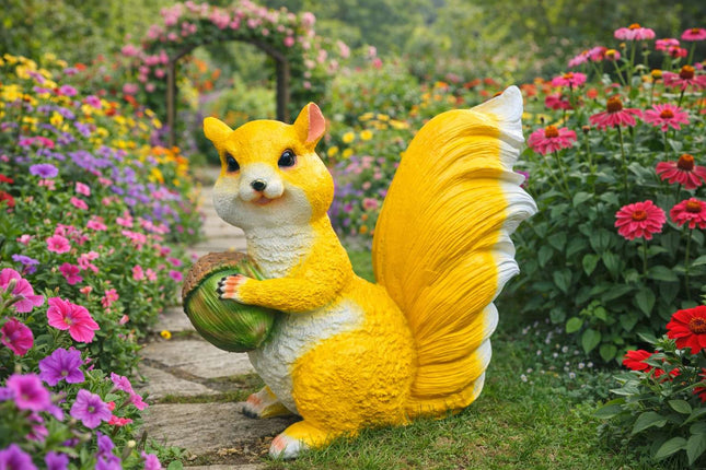 Decorative Squirrel Statue with Acorn for Garden & Outdoor Decor - Pctkart