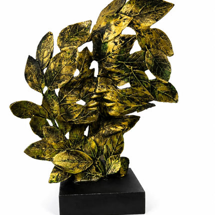 Luxury artistic face sculpture with leaf design for home interiors