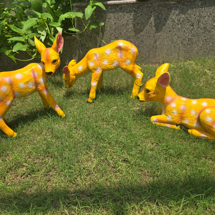 Set of 3 Polyresin Deer Garden Statues