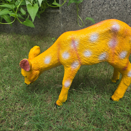 Set of 3 Polyresin Deer Garden Statues | Standing, Grazing & Resting Deer Showpieces for Garden & Home Decor
