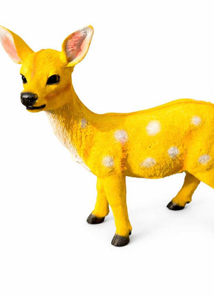 Vibrant Yellow Deer Fawn Garden Statue – Premium Outdoor Decor - Pctkart