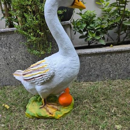 White Goose Garden Statue with Eggs – Decorative Outdoor Bird Sculpture (10 x 3.5 x 5.9 Inch) - Pctkart