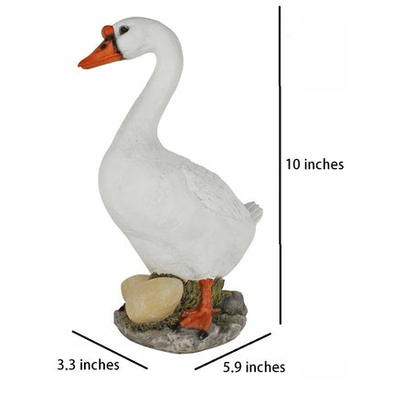 White Goose Garden Statue with Eggs – Decorative Outdoor Bird Sculpture (10 x 3.5 x 5.9 Inch) - Pctkart