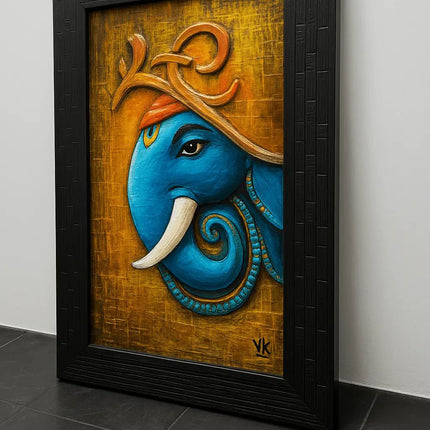 Pctkart Ganesha Handmade Painting fr home Living room wall Decor - Pctkart