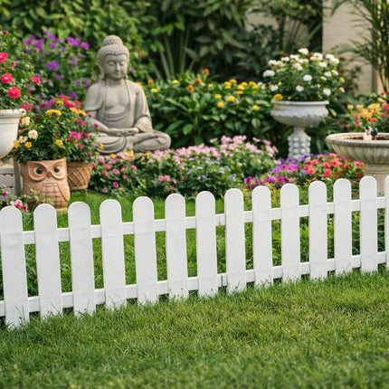PCTKART White Picket Garden Fences | Decorative Outdoor Fencing – PCTKART pack od 4 - Pctkart