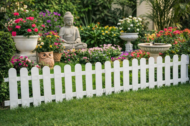 PCTKART White Picket Garden Fences | Decorative Outdoor Fencing – PCTKART pack od 4 - Pctkart
