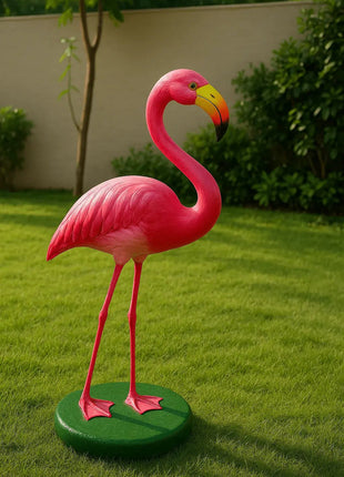 PCTKART Pink Flamingo Garden Statue – Fiber Outdoor Decor Sculpture for Lawn & Balcony - Pctkart