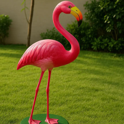 PCTKART Pink Flamingo Garden Statue – Fiber Outdoor Decor Sculpture for Lawn & Balcony - Pctkart