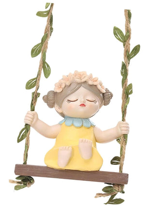Cute Swing Girl PACK OF 2 Resin Showpiece for Home & Garden Decor | Decorative Hanging Figurine | PCTKART - Pctkart